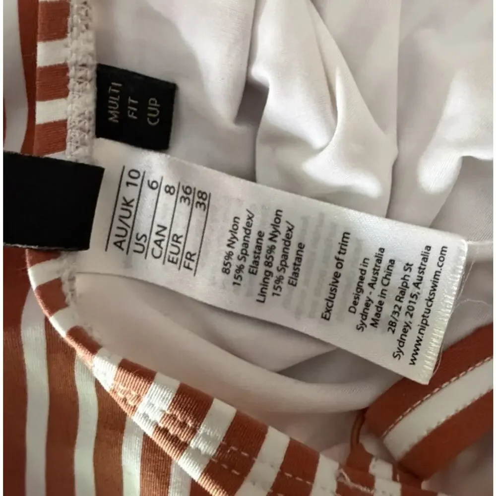 NipTuck Tummy Control Copper Striped One Piece Bathing Suit Sz 6